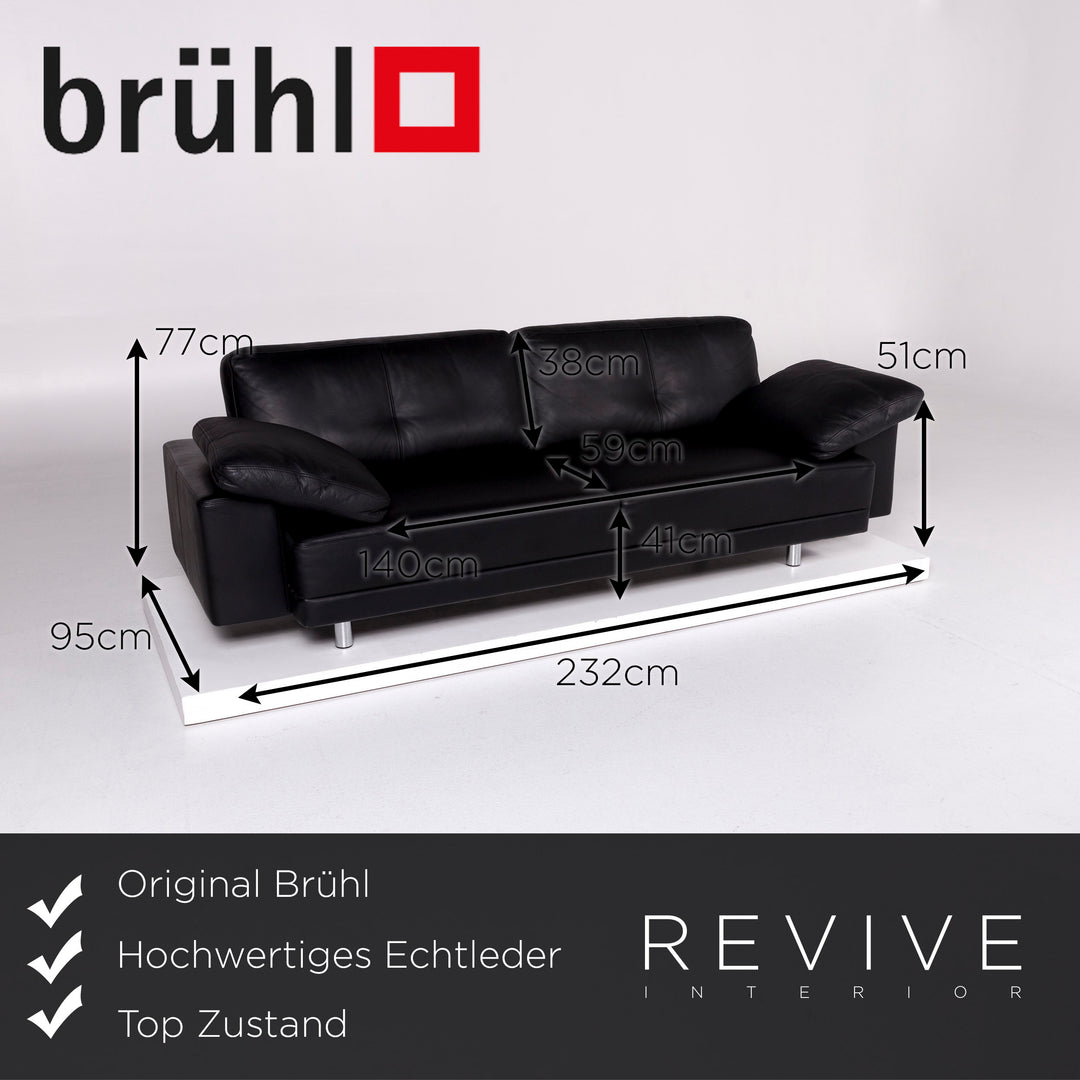 Brühl Leder Sofa Schwarz Zweisitzer Couch #10357