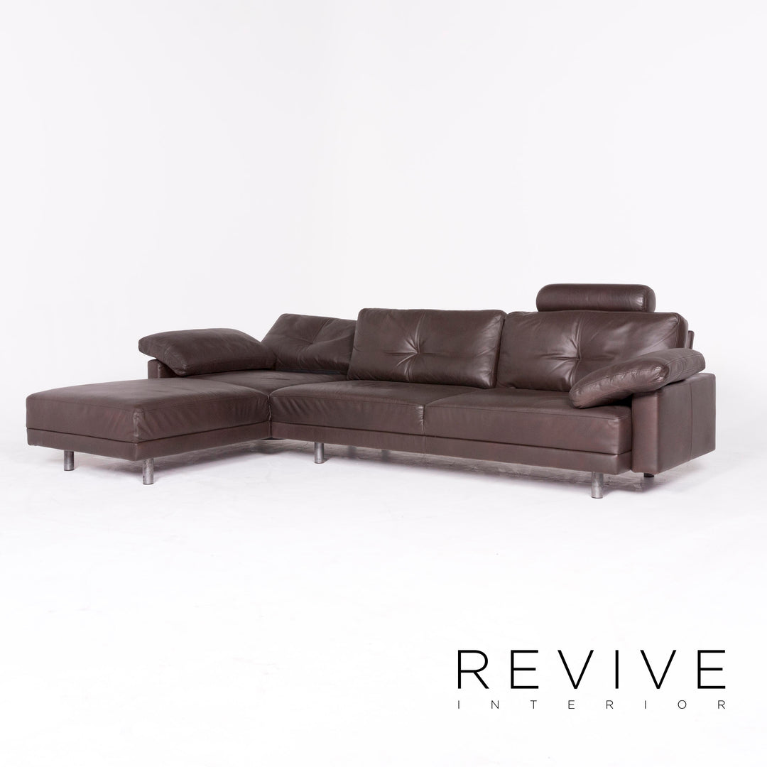 Brühl & Sippold Alba Leder Ecksofa Braun Echtleder Sofa Couch #8586