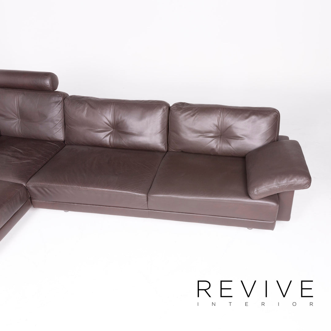 Brühl & Sippold Alba Leder Ecksofa Braun Echtleder Sofa Couch #8586