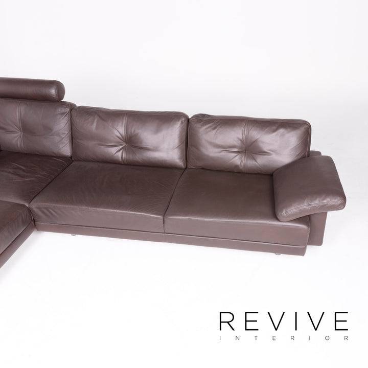 Brühl & Sippold Alba Leder Ecksofa Braun Echtleder Sofa Couch #8586