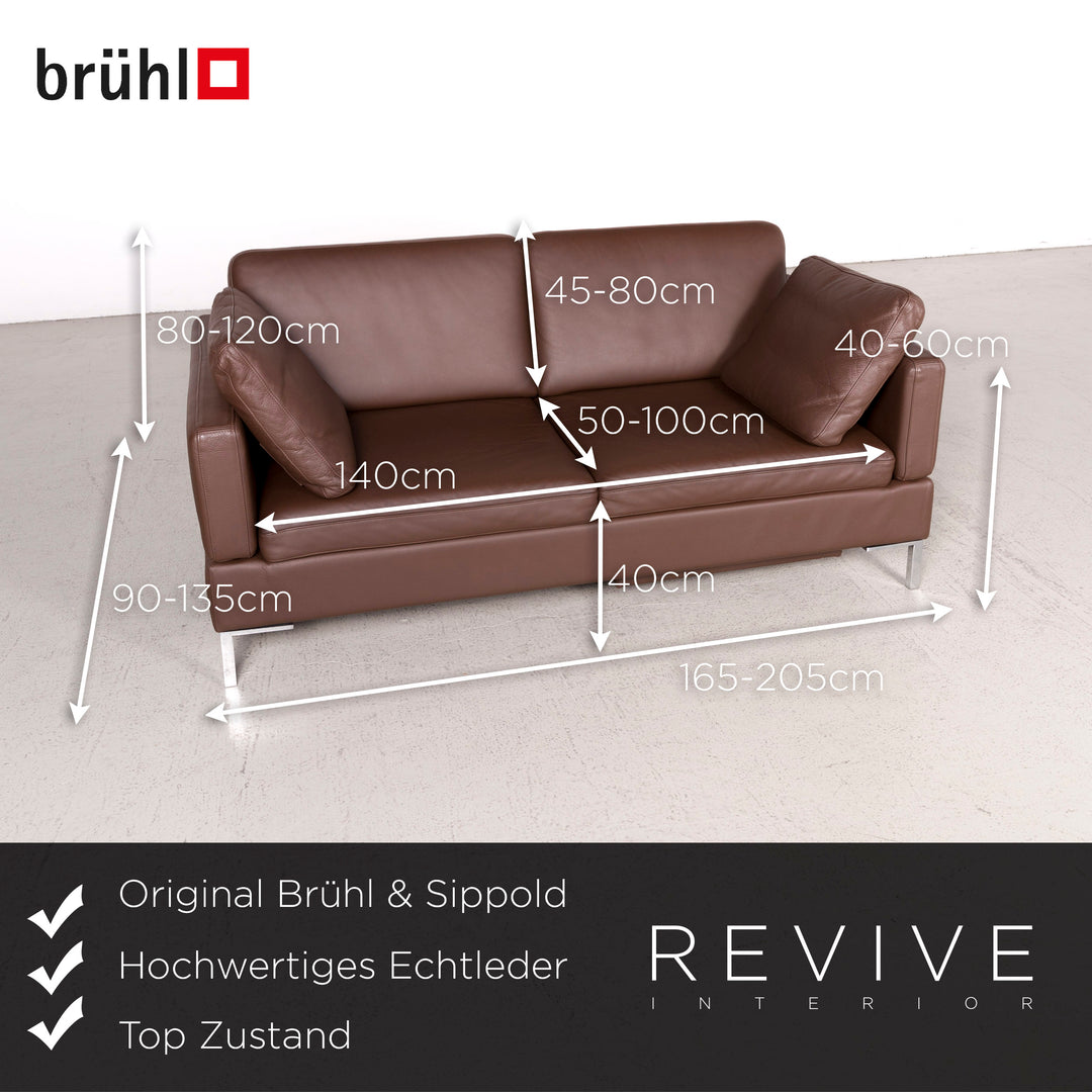 Brühl & Sippold Alba Leder Sofa Braun Zweisitzer Echtleder #8191