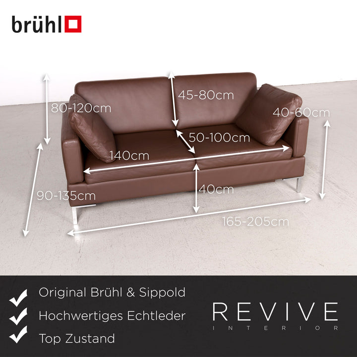 Brühl & Sippold Alba Leder Sofa Braun Zweisitzer Echtleder #8191