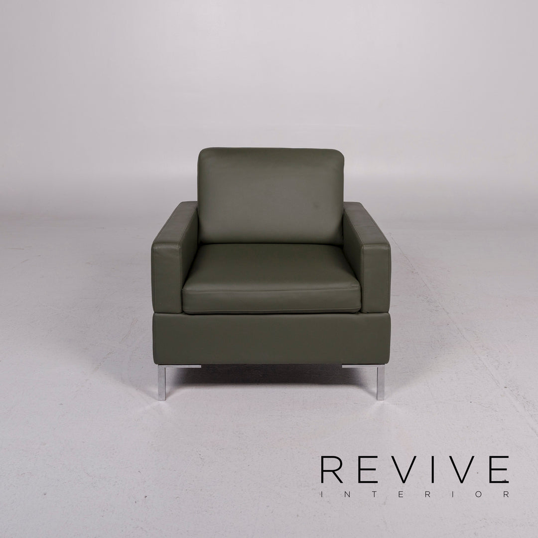 Brühl & Sippold Alba Leather Sofa Green Three Seater Couch #11704