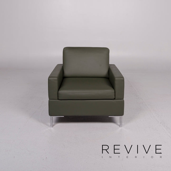 Brühl & Sippold Alba Leather Sofa Green Three Seater Couch #11704