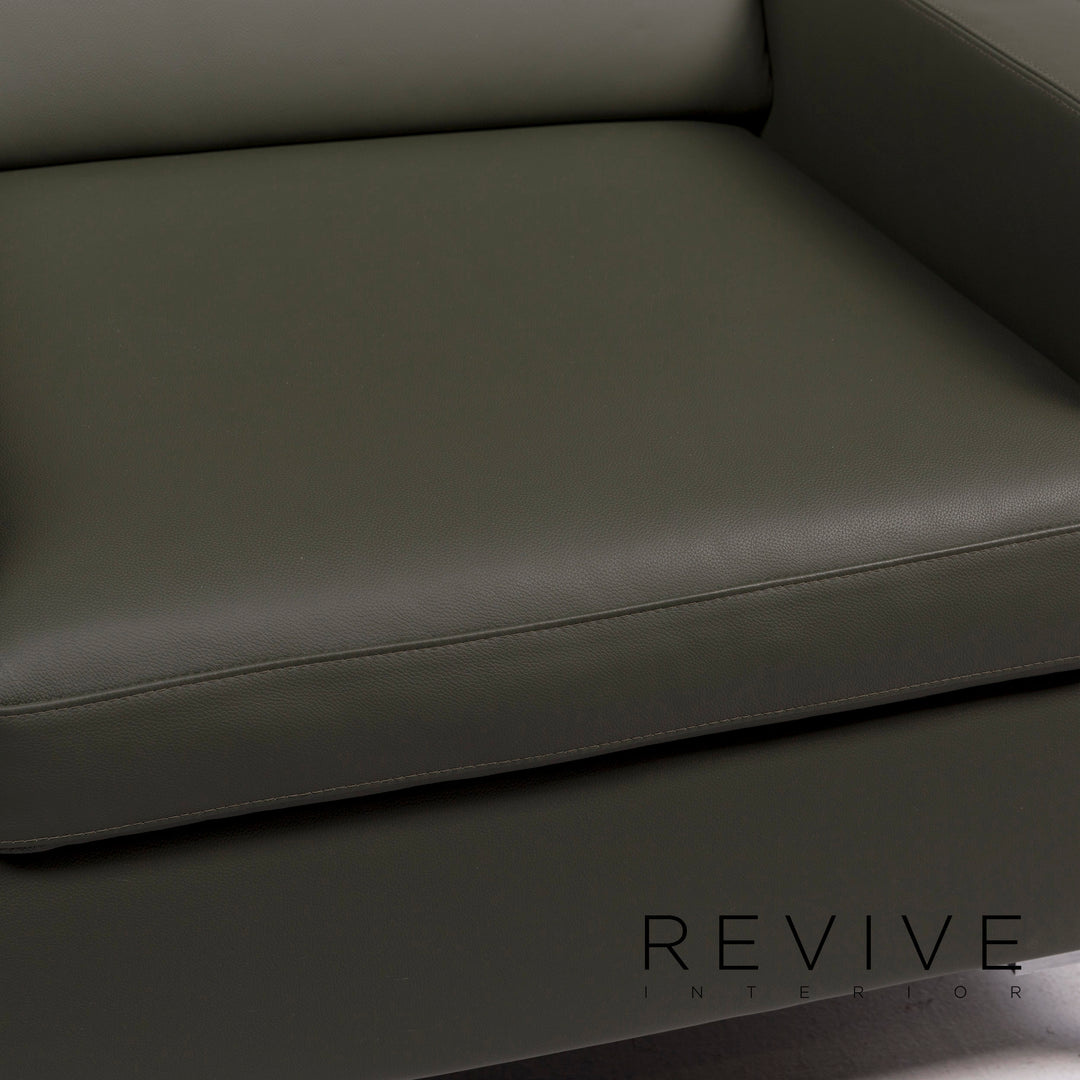 Brühl & Sippold Alba Leather Sofa Green Three Seater Couch #11704