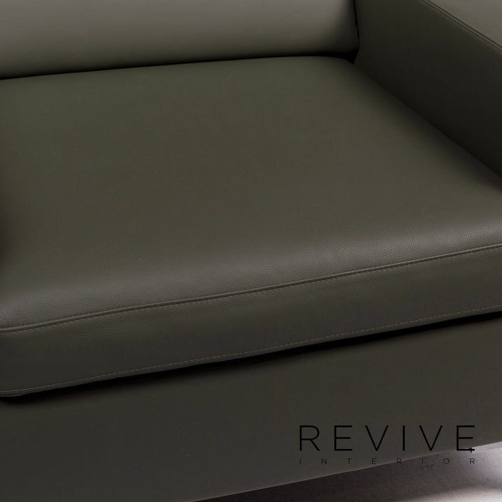 Brühl & Sippold Alba Leather Sofa Green Three Seater Couch #11704