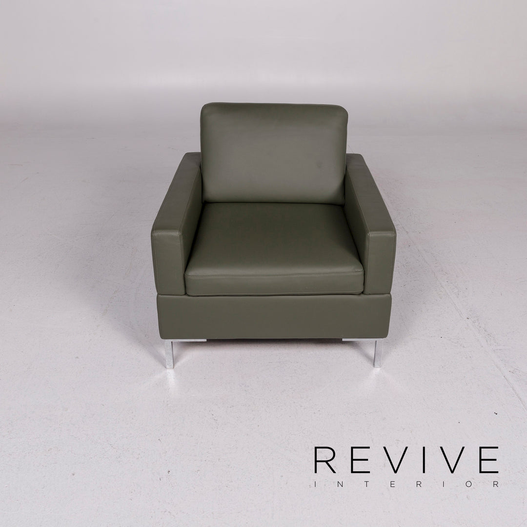 Brühl & Sippold Alba Leather Sofa Green Three Seater Couch #11704