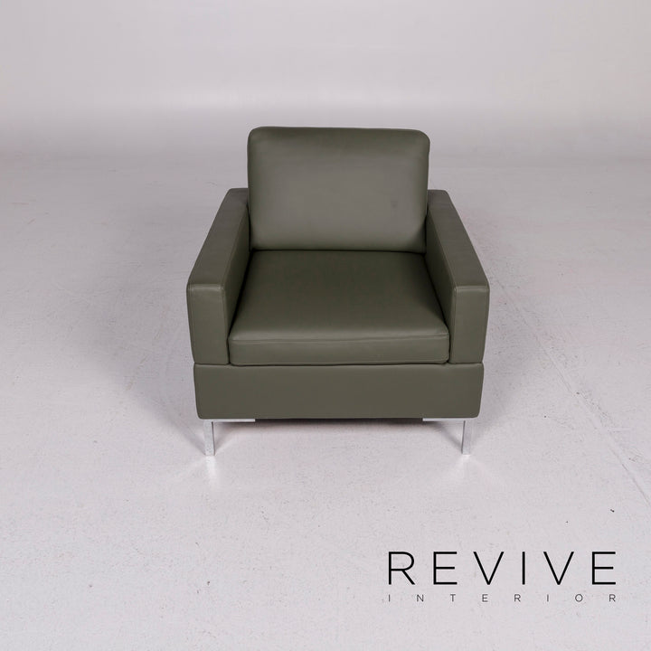 Brühl & Sippold Alba Leather Sofa Green Three Seater Couch #11704