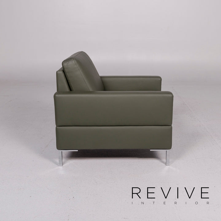 Brühl & Sippold Alba Leather Sofa Green Three Seater Couch #11704