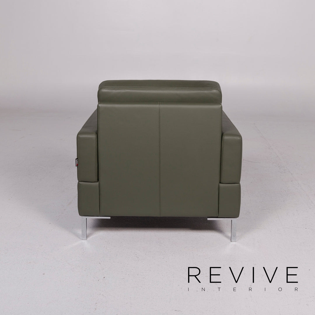 Brühl & Sippold Alba Leather Sofa Green Three Seater Couch #11704