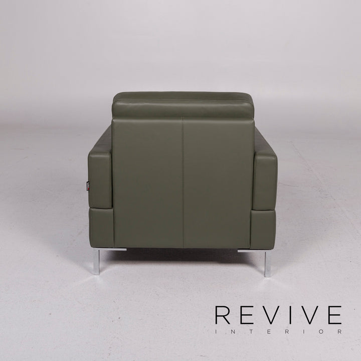 Brühl & Sippold Alba Leather Sofa Green Three Seater Couch #11704