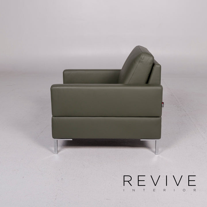 Brühl & Sippold Alba Leather Sofa Green Three Seater Couch #11704