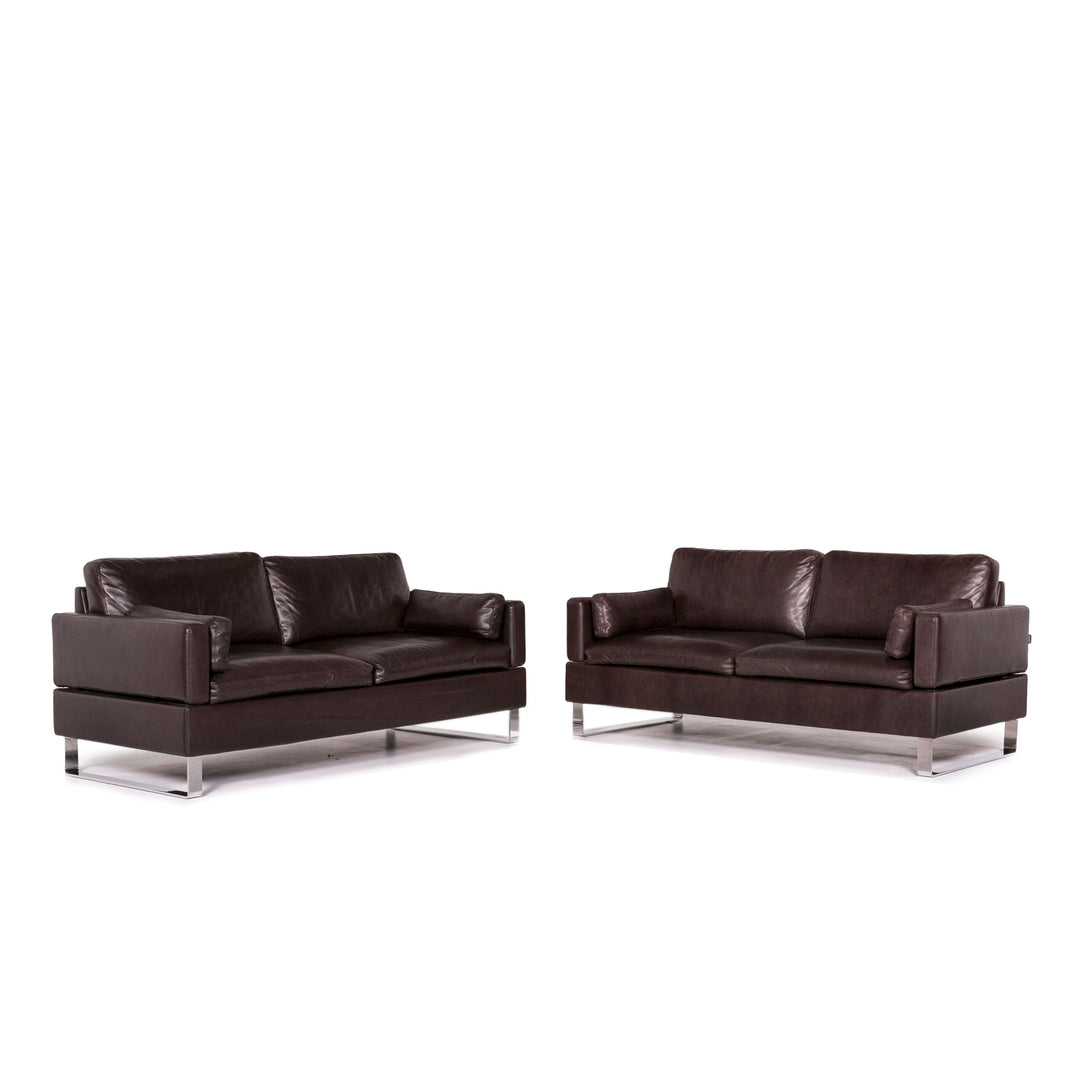 Brühl & Sippold Alba Leder Sofa Garnitur Braun 2x Zweisitzer #12194