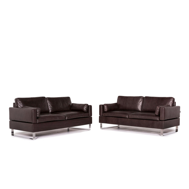 Brühl & Sippold Alba Leder Sofa Garnitur Braun 2x Zweisitzer #12194