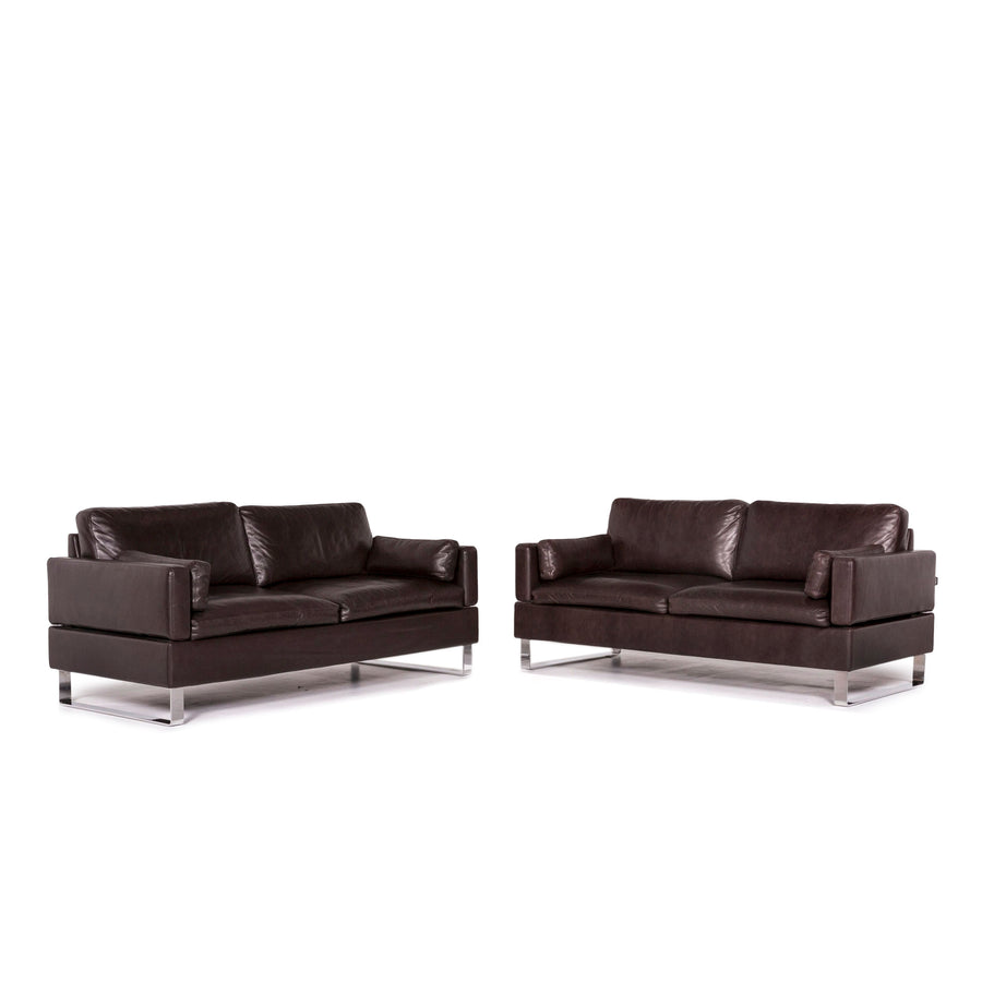 Brühl & Sippold Alba Leder Sofa Garnitur Braun 2x Zweisitzer #12194