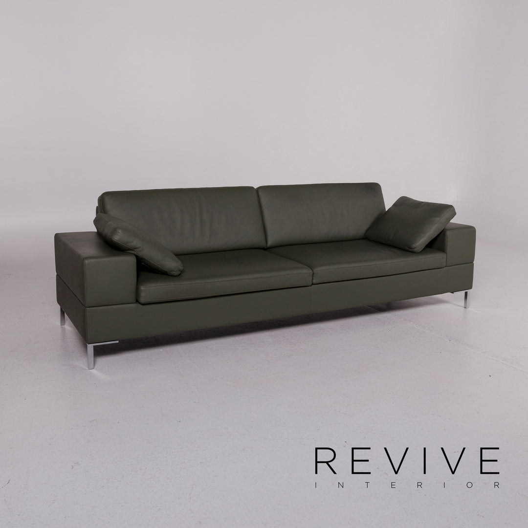 Brühl & Sippold Alba Leather Sofa Green Three Seater Couch #11704
