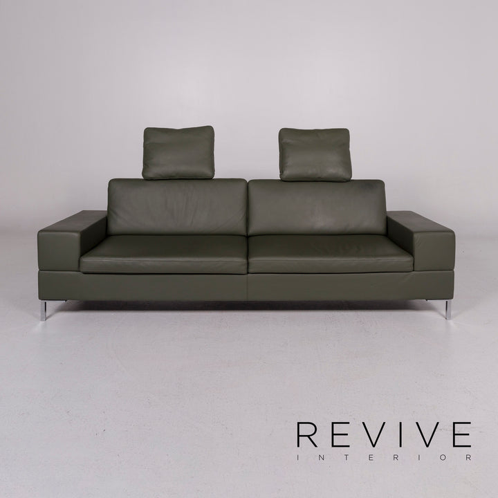 Brühl & Sippold Alba Leather Sofa Green Three Seater Couch #11704