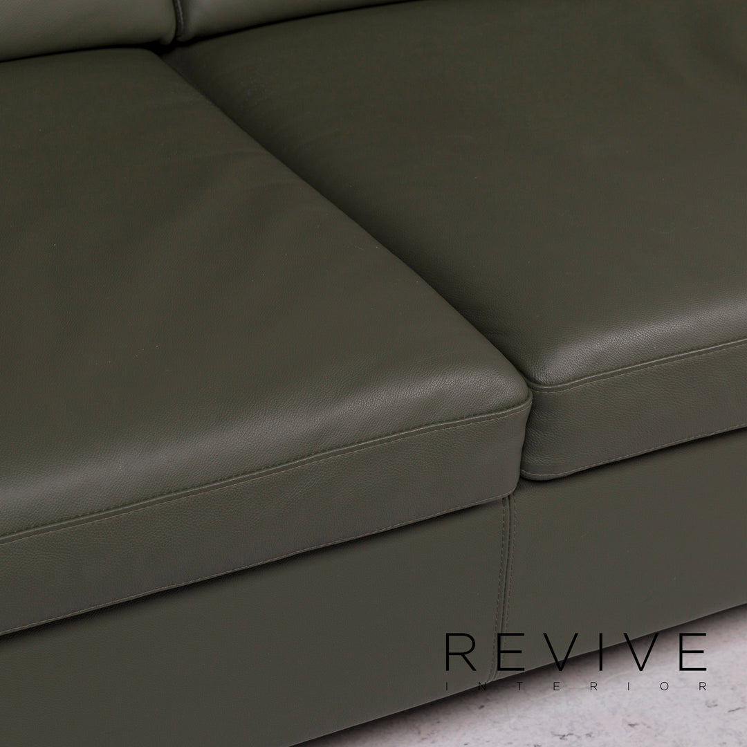 Brühl & Sippold Alba Leather Sofa Green Three Seater Couch #11704