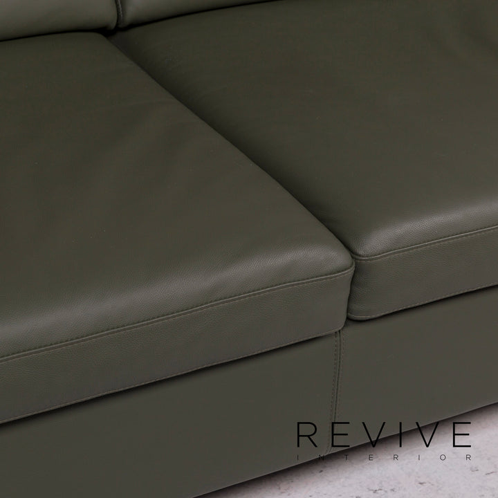 Brühl & Sippold Alba Leather Sofa Green Three Seater Couch #11704