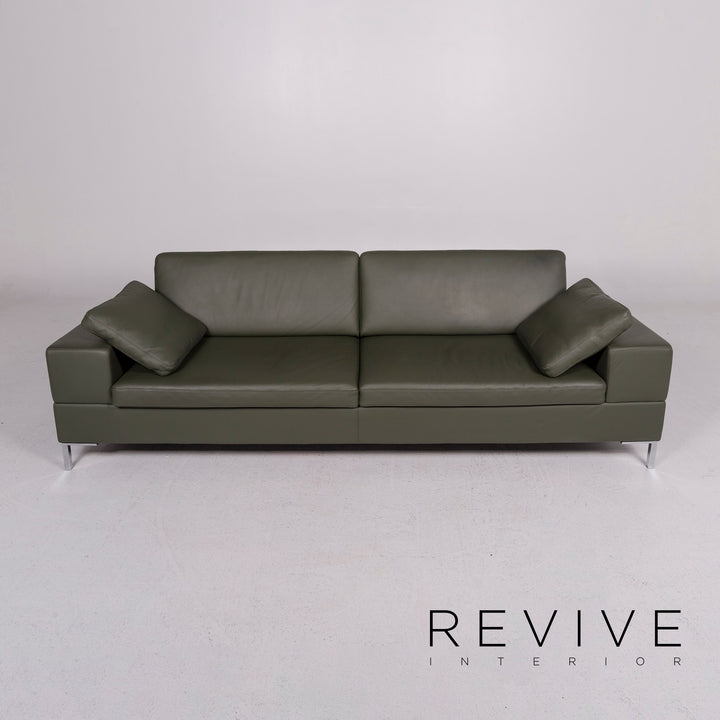 Brühl & Sippold Alba Leather Sofa Green Three Seater Couch #11704
