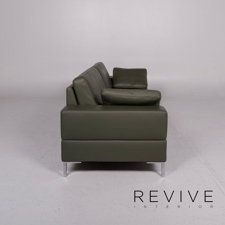 Brühl & Sippold Alba Leather Sofa Green Three Seater Couch #11704