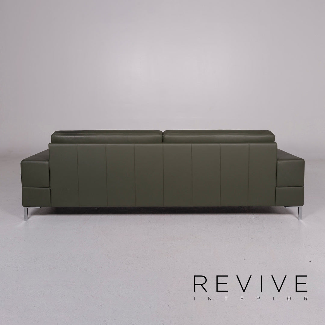 Brühl & Sippold Alba Leather Sofa Green Three Seater Couch #11704