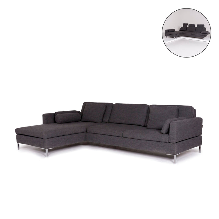 Brühl & Sippold Alba fabric corner sofa gray function sofa couch #11139