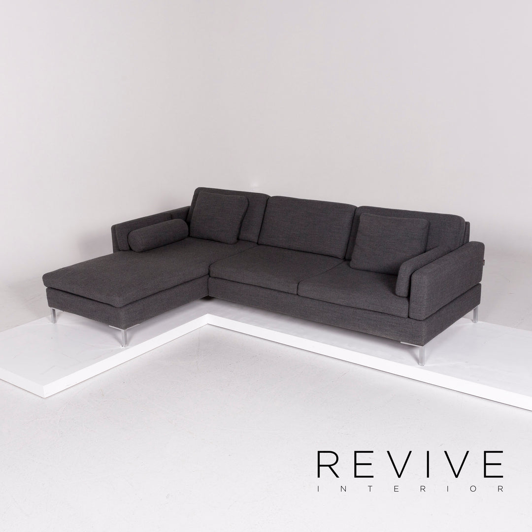 Brühl & Sippold Alba fabric corner sofa gray function sofa couch #11139