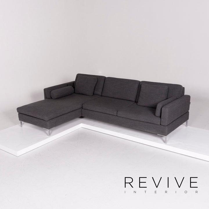 Brühl & Sippold Alba fabric corner sofa gray function sofa couch #11139