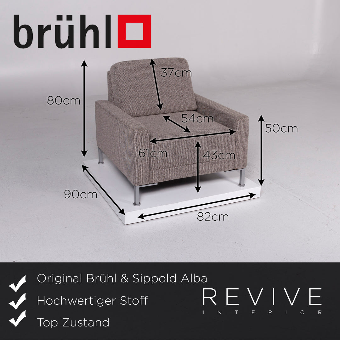 Brühl & Sippold Alba Stoff Sessel Grau #10900
