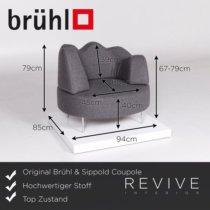 Brühl & Sippold Coupole Bleue Stoff Sessel Grau #10651