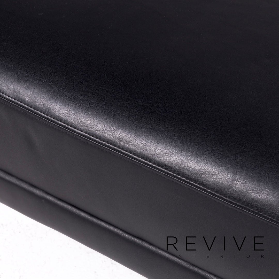 Brühl & Sippold Designer Leder Hocker Schwarz Echtleder Schemel #8448