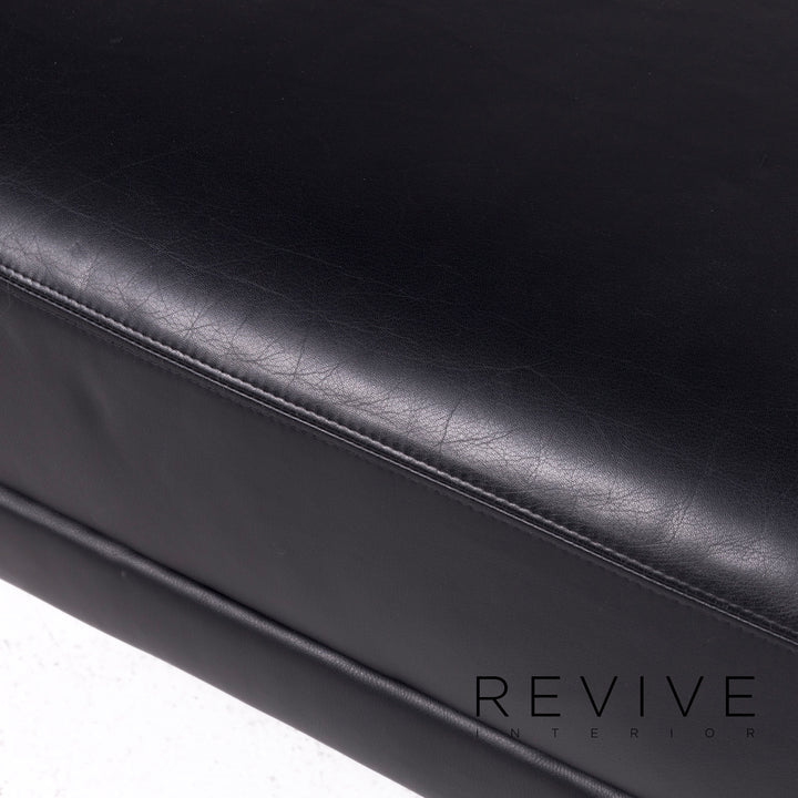 Brühl & Sippold Designer Leder Hocker Schwarz Echtleder Schemel #8448