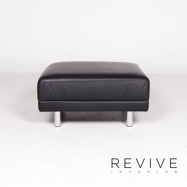 Brühl & Sippold Designer Leder Hocker Schwarz Echtleder Schemel #8448