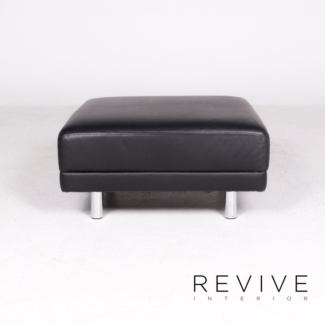 Brühl & Sippold Designer Leder Hocker Schwarz Echtleder Schemel #8448