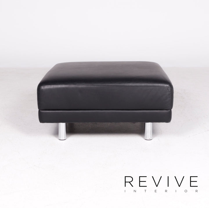 Brühl & Sippold Designer Leder Hocker Schwarz Echtleder Schemel #8448