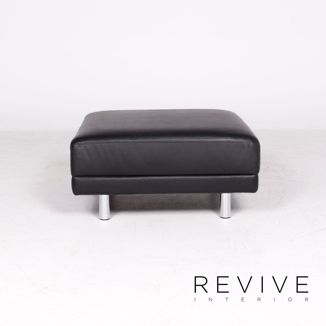 Brühl & Sippold Designer Leder Hocker Schwarz Echtleder Schemel #8448