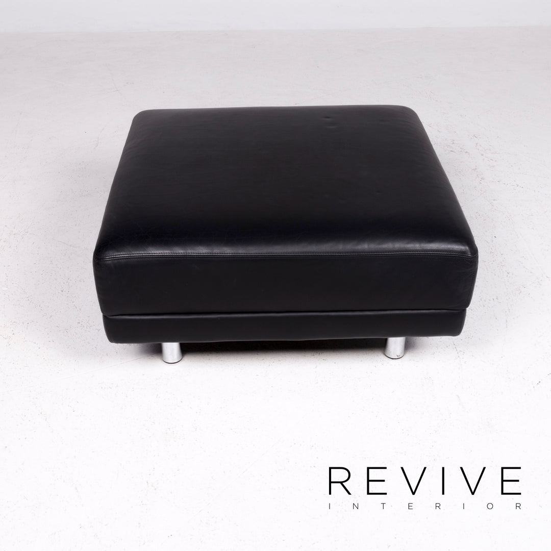 Brühl & Sippold Designer Leder Hocker Schwarz Echtleder Schemel #8448