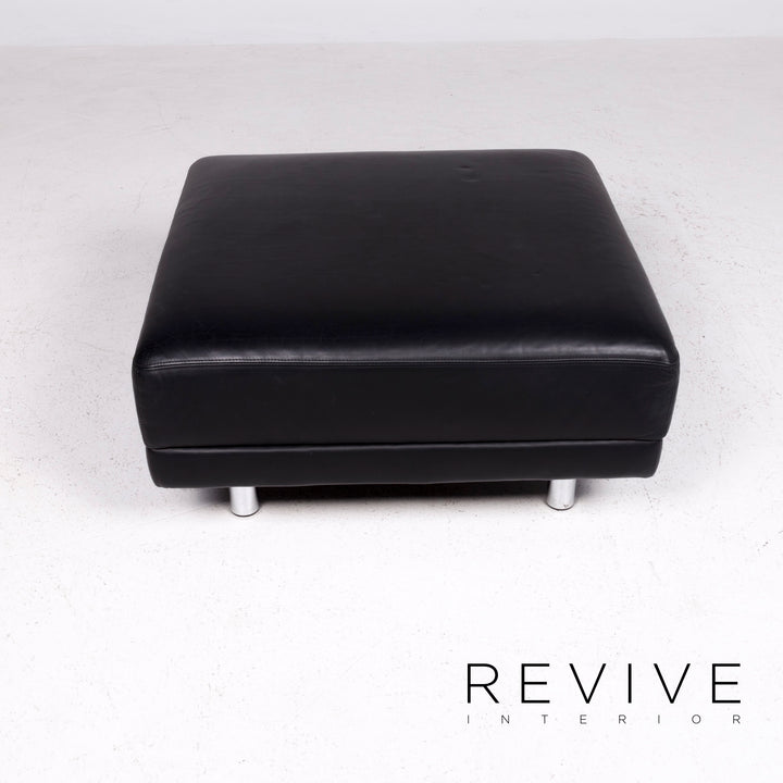 Brühl & Sippold Designer Leder Hocker Schwarz Echtleder Schemel #8448