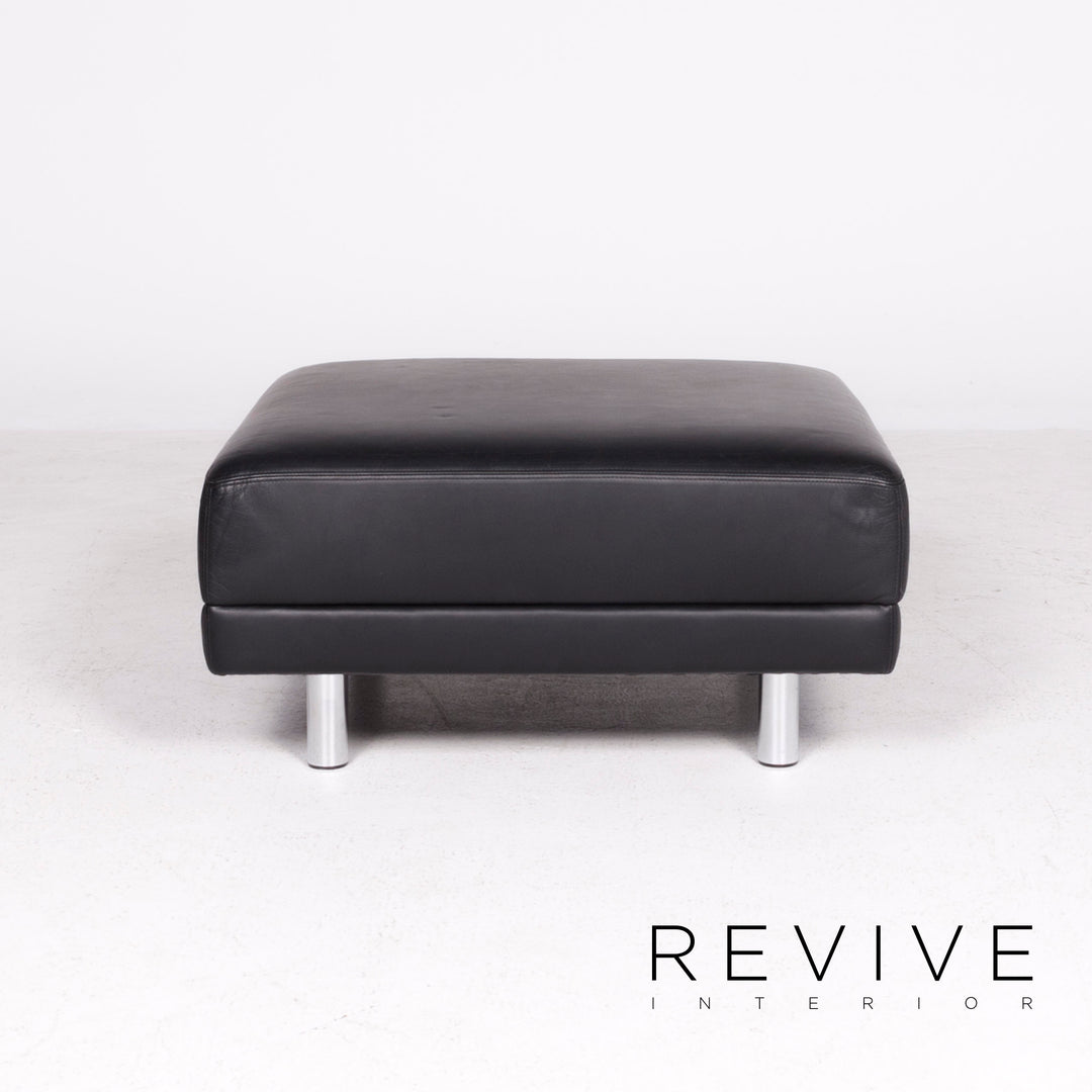 Brühl & Sippold Designer Leder Hocker Schwarz Echtleder Schemel #8448