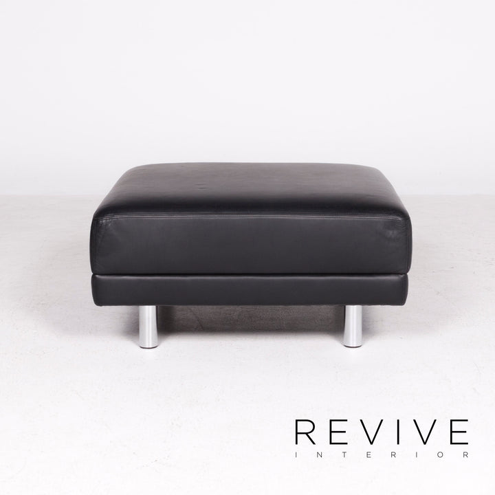 Brühl & Sippold Designer Leder Hocker Schwarz Echtleder Schemel #8448