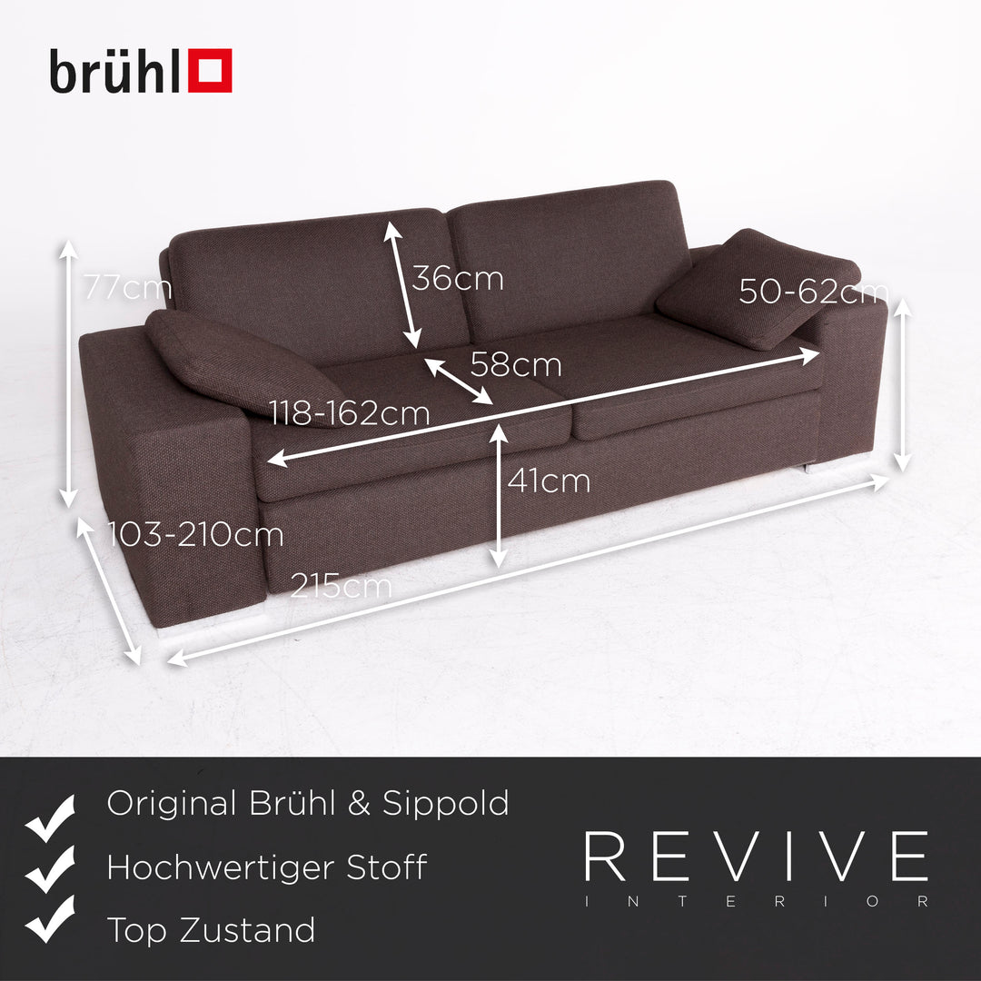 Brühl & Sippold canapé design en tissu marron 2 places fonction canapé-lit canapé-lit #8735