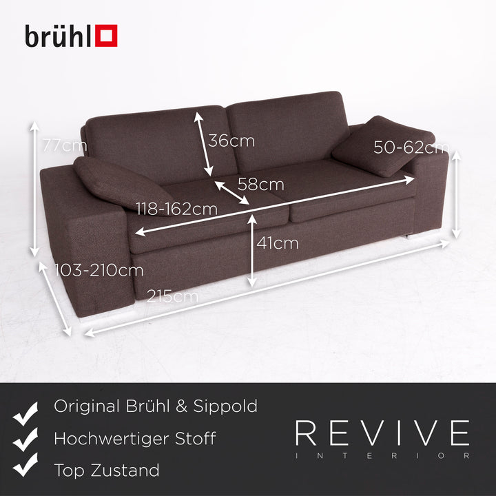 Brühl & Sippold canapé design en tissu marron 2 places fonction canapé-lit canapé-lit #8735