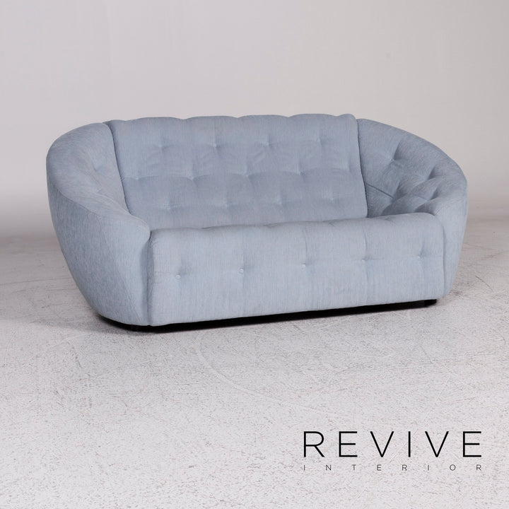 Brühl & Sippold Stoff Sofa Eisblau Graublau Zweisitzer Couch #9782