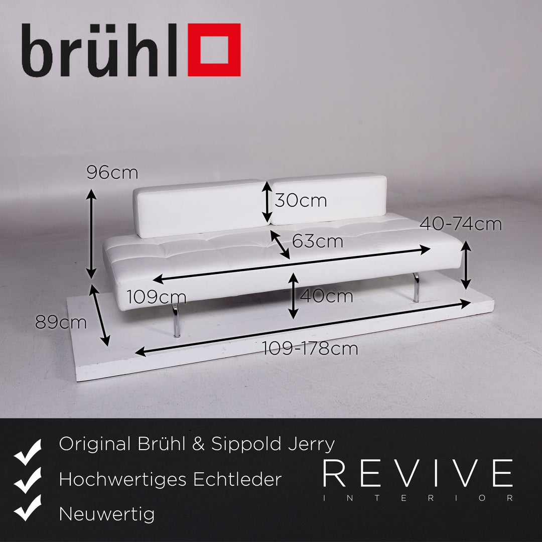 Brühl & Sippold Jerry canapé en cuir blanc trois places fonction canapé de relaxation #10923