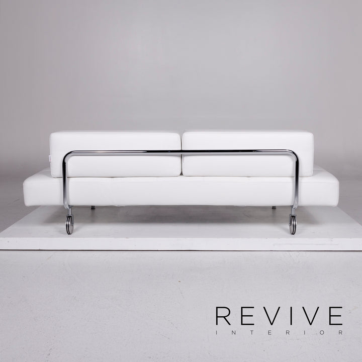 Brühl & Sippold Jerry canapé en cuir blanc trois places fonction canapé de relaxation #10923