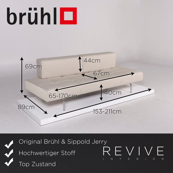 Brühl & Sippold Jerry canapé en tissu beige gris fonction trois places fonction relaxation #11838