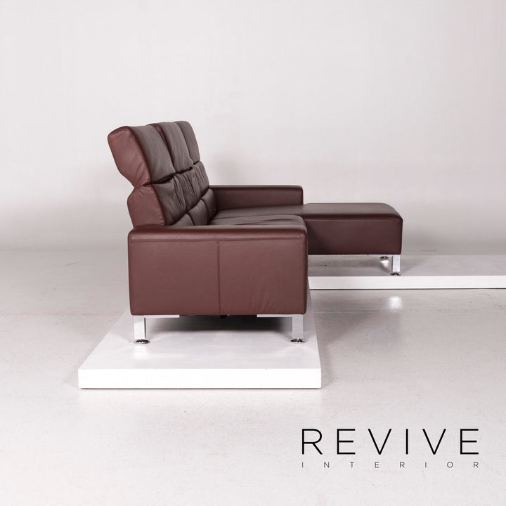 Brühl & Sippold Canapé d'angle en cuir Bordeaux Rouge foncé Rouge Marron Canapé Fonction Canapé #12053