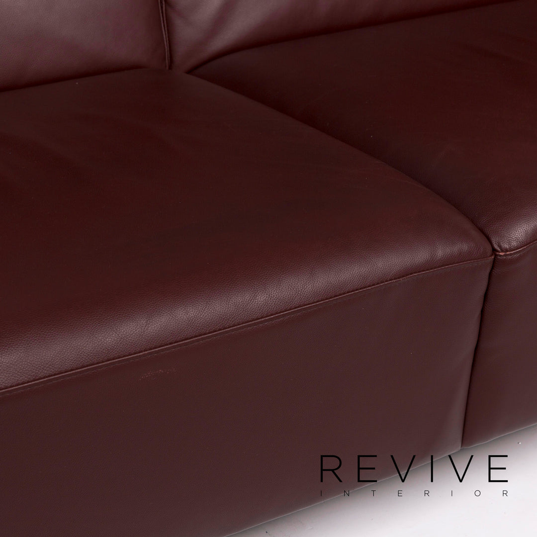 Brühl & Sippold Canapé d'angle en cuir Bordeaux Rouge foncé Rouge Marron Canapé Fonction Canapé #12053