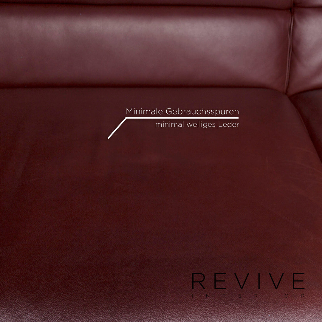 Brühl & Sippold Canapé d'angle en cuir Bordeaux Rouge foncé Rouge Marron Canapé Fonction Canapé #12053